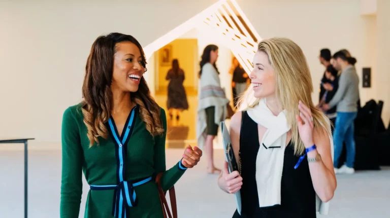 Women using interpersonal skills to communicate