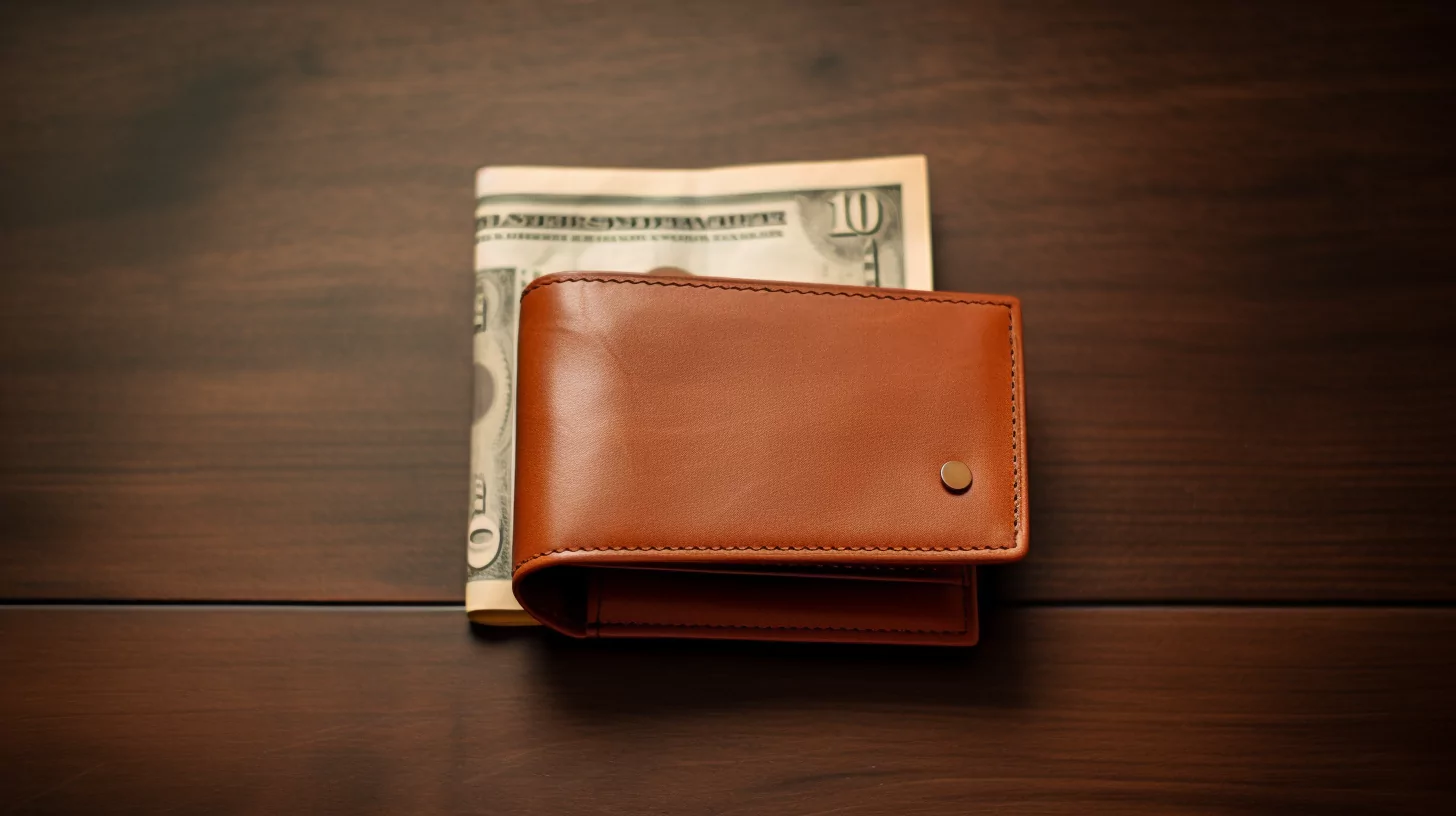 Wallet with money on a table