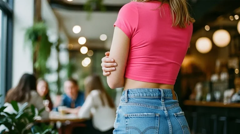 A woman with toxic femininity folded arms
