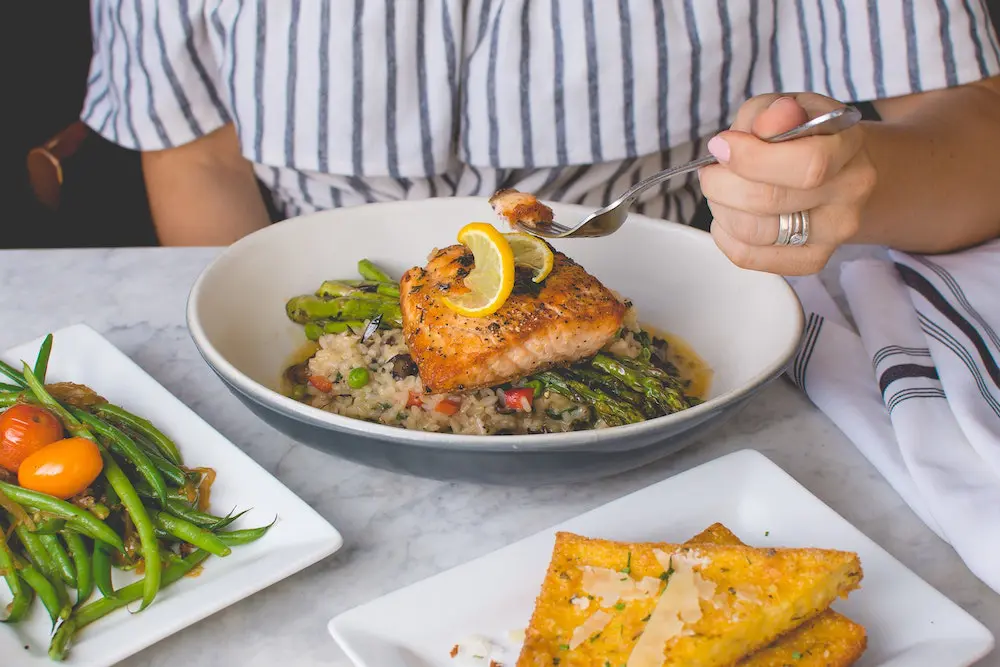 Woman eating healthy foods