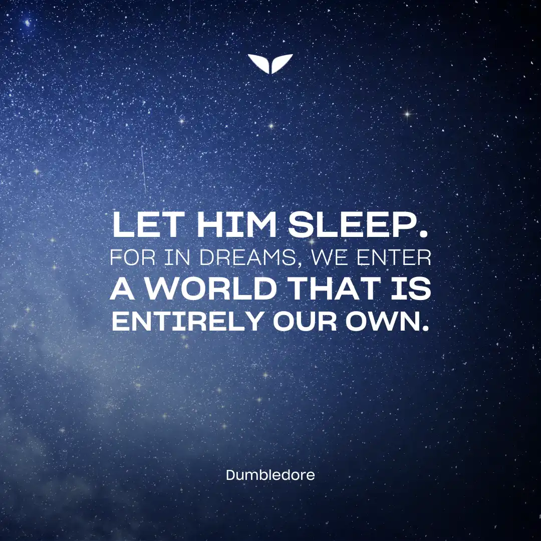 Dumbledore sleep quote with a night sky background.