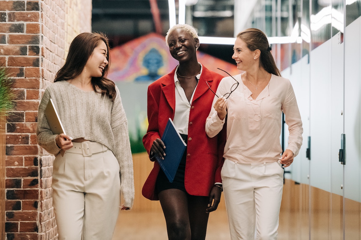 Female coworkers displaying self-regulation