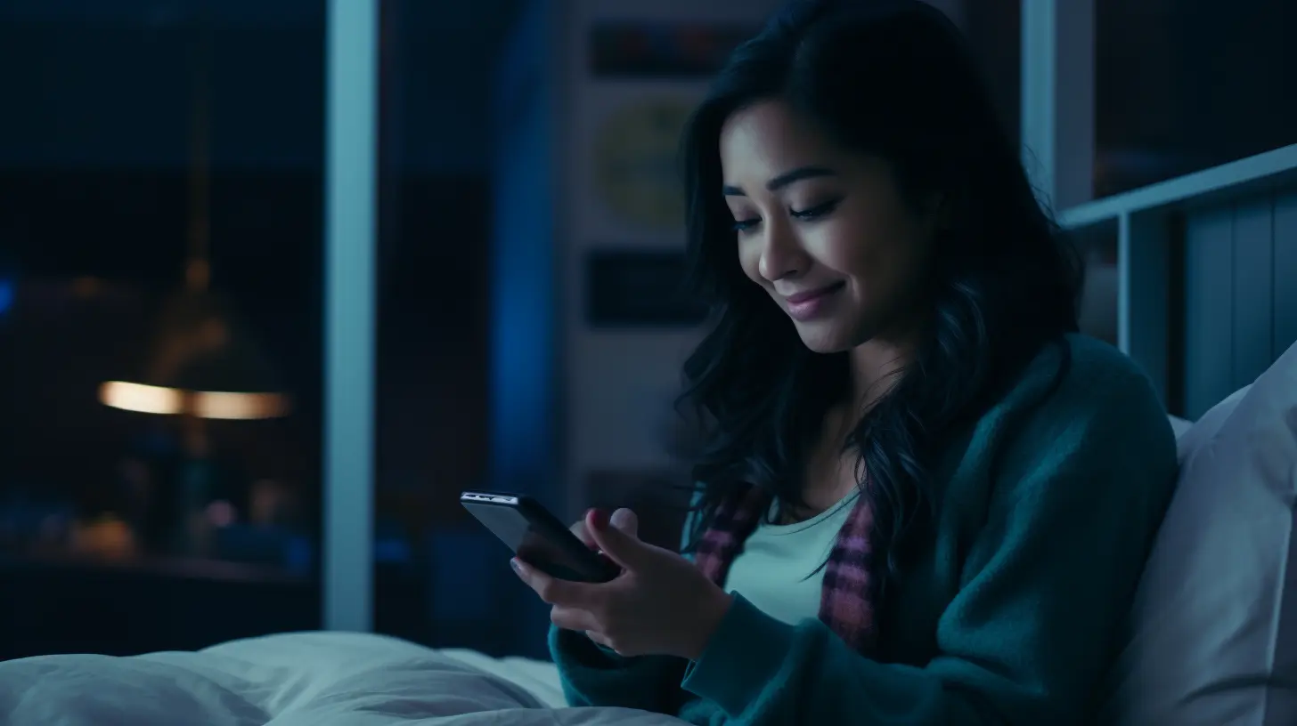 Woman on her phone at night doing revenge bedtime procrastination