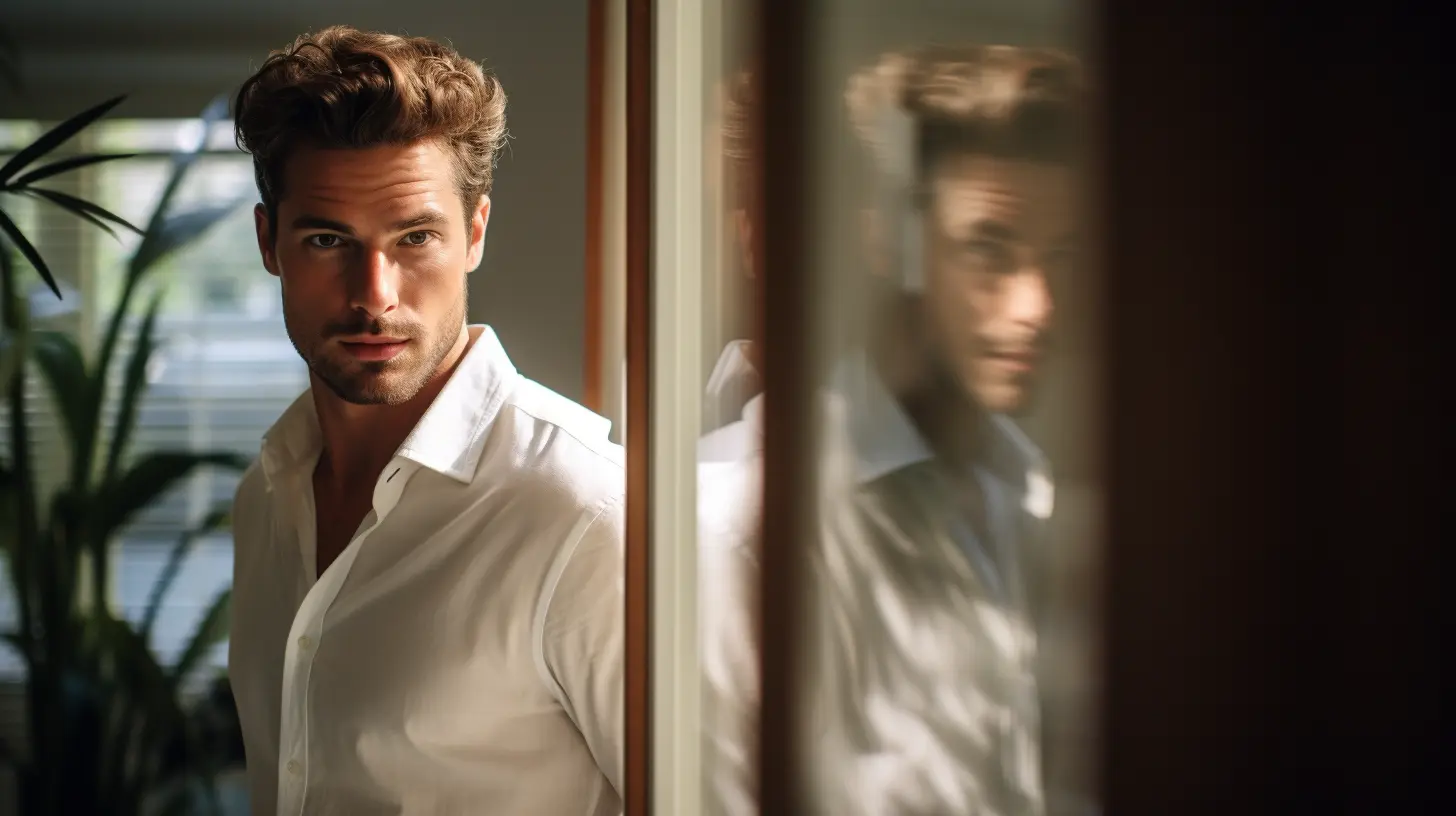 A handsome man and his reflection
