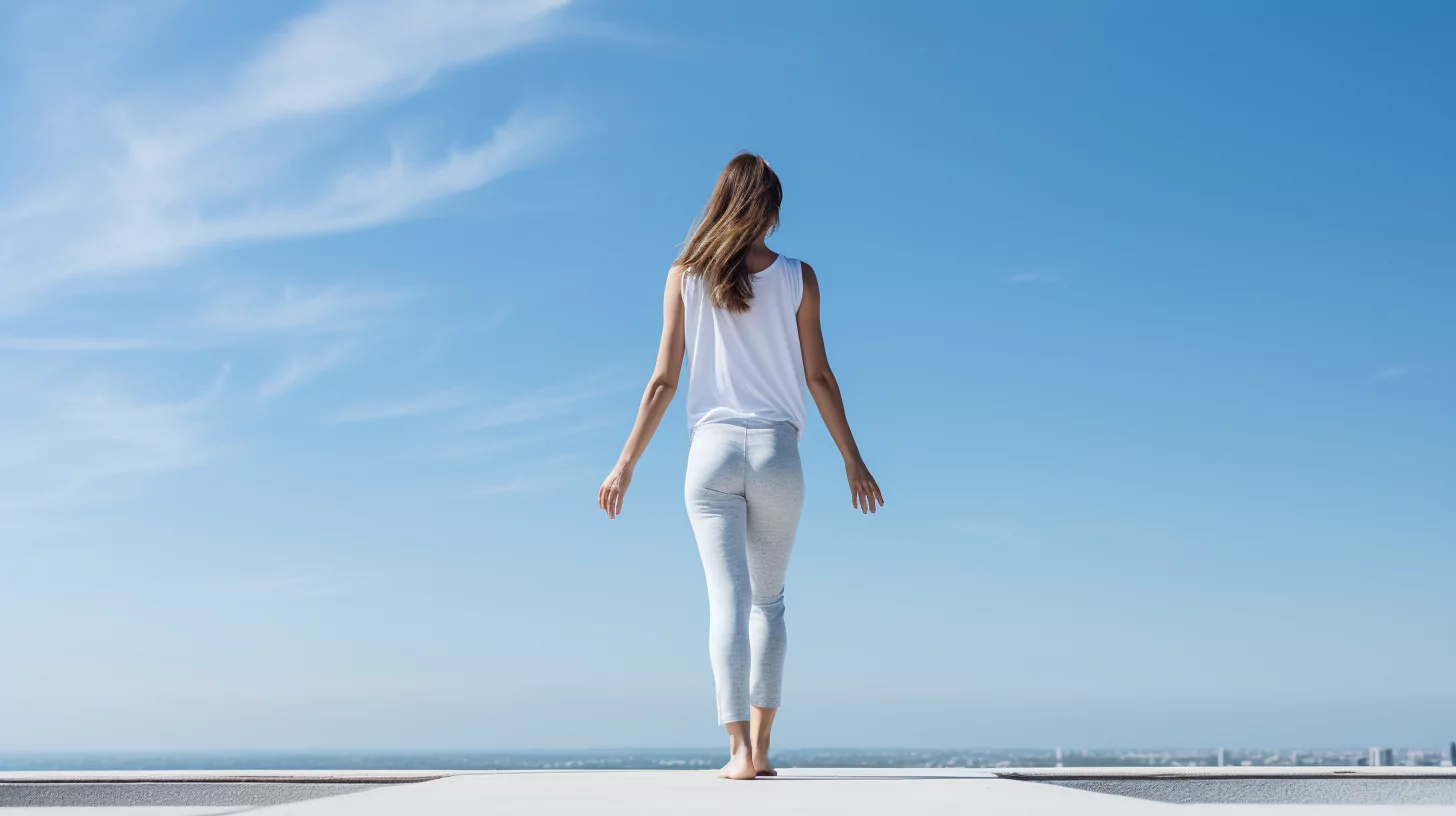 AI-generated image of a woman doing a yoga pose with chakra mantras