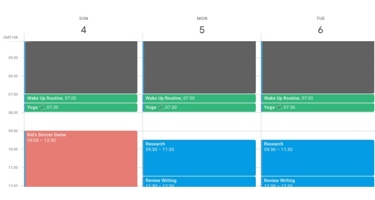 Time blocking the calendar for deep and shallow tasks