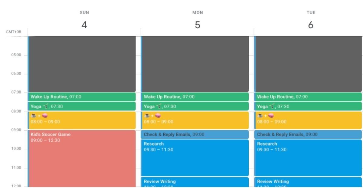 Time blocking calendar for reactive tasks