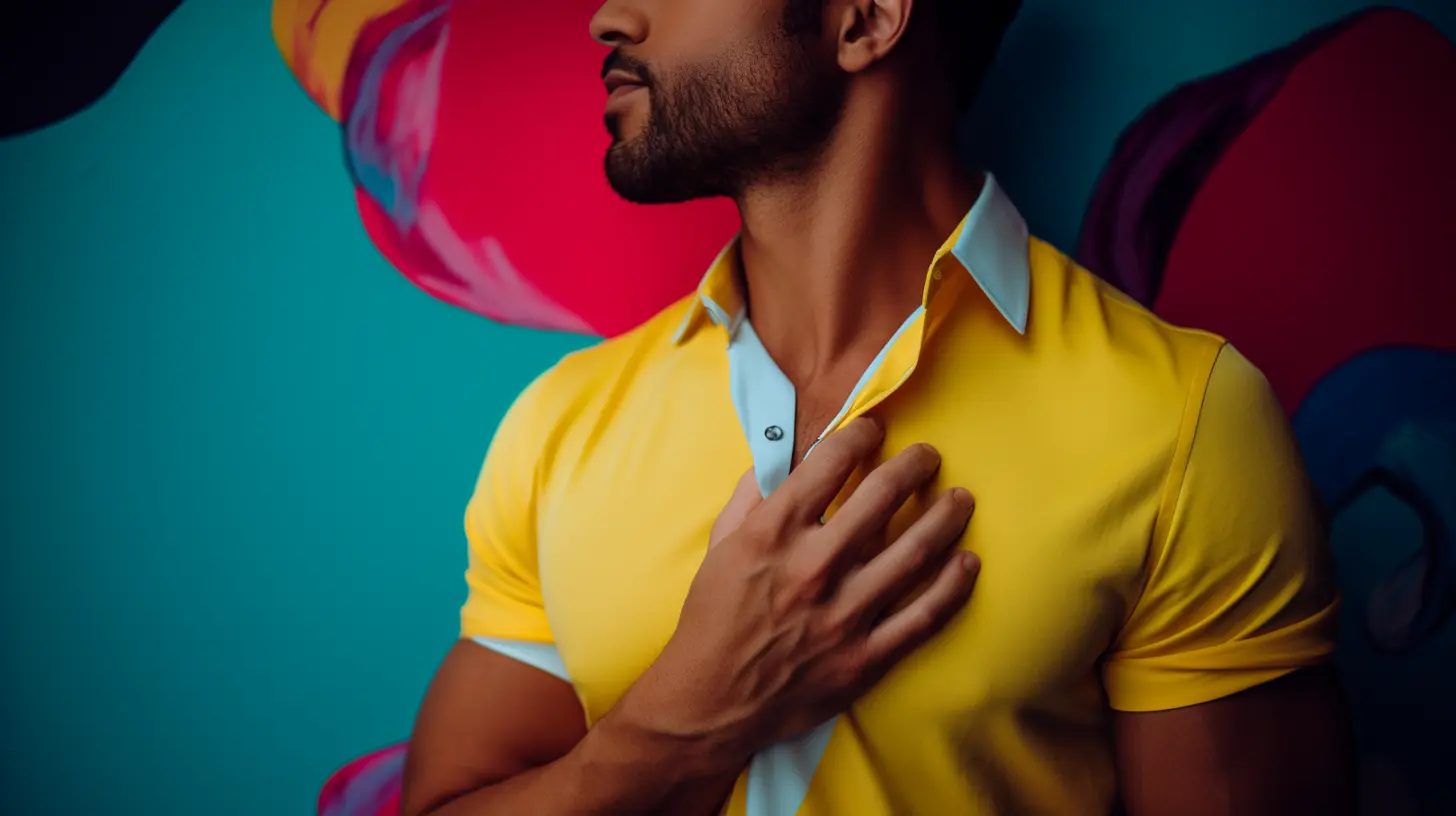 A man with self-respect placing his hand on his chest