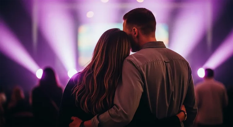 A man and a woman leaning on each other and displying how to manifest love