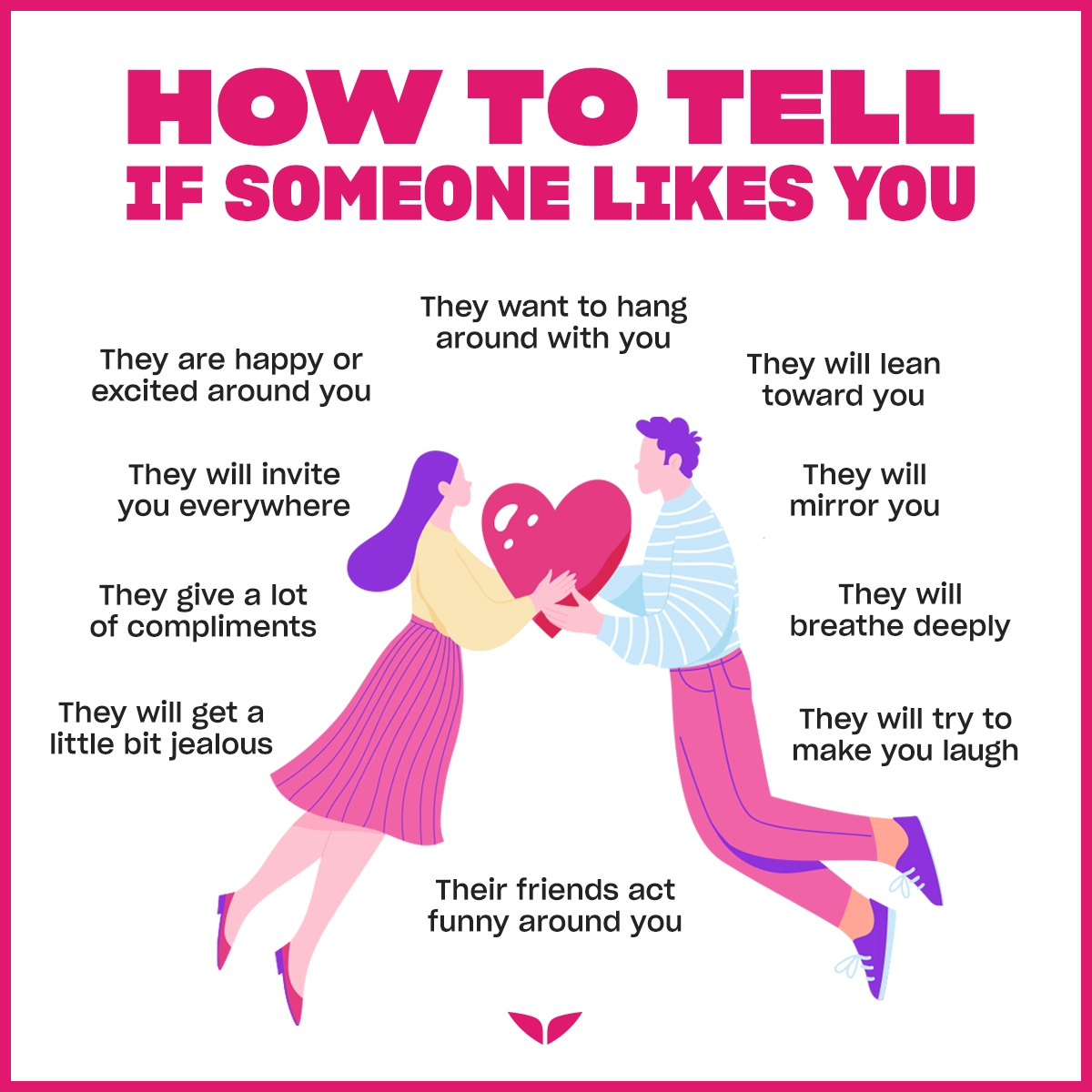 Custom graphic on how to tell if someone likes you