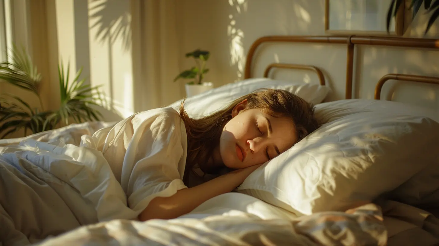 A woman sleeping on her side in bed as a way to learn how to fix her sleep schedule.
