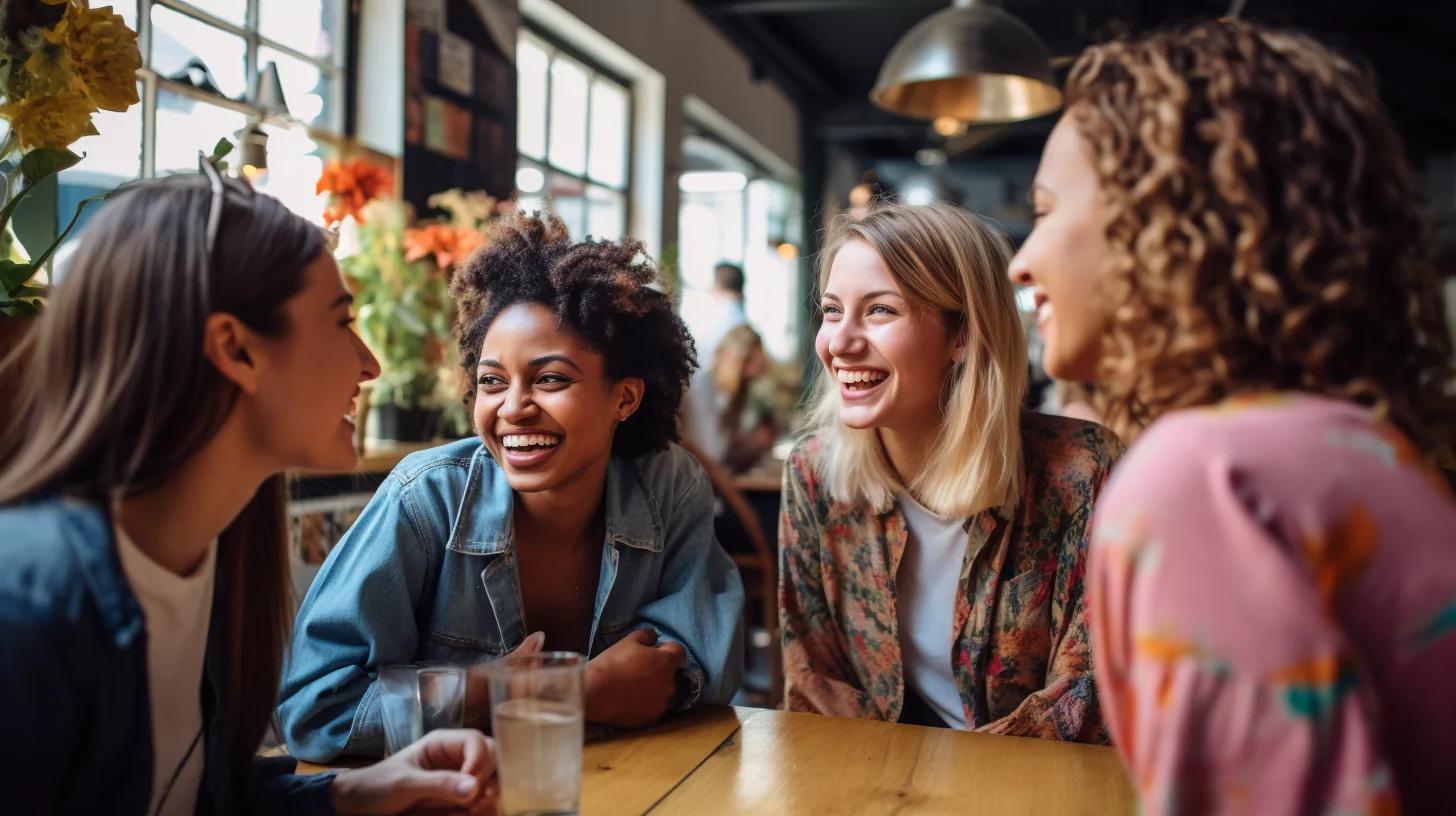 A group of women sitting in a cafe