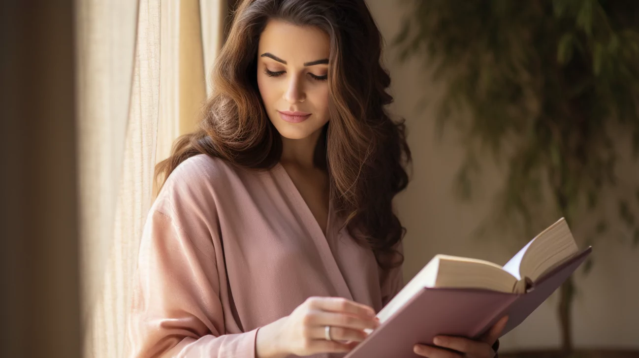 AI-generated image of a woman reading must-read poems by inspiring women