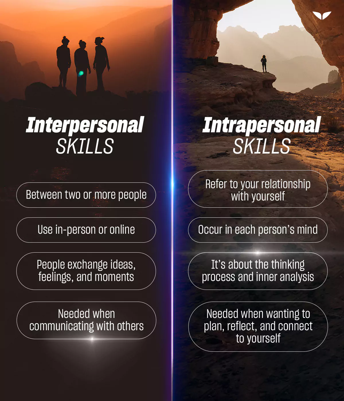Graphic of interpersonal vs. intrapersonal skills