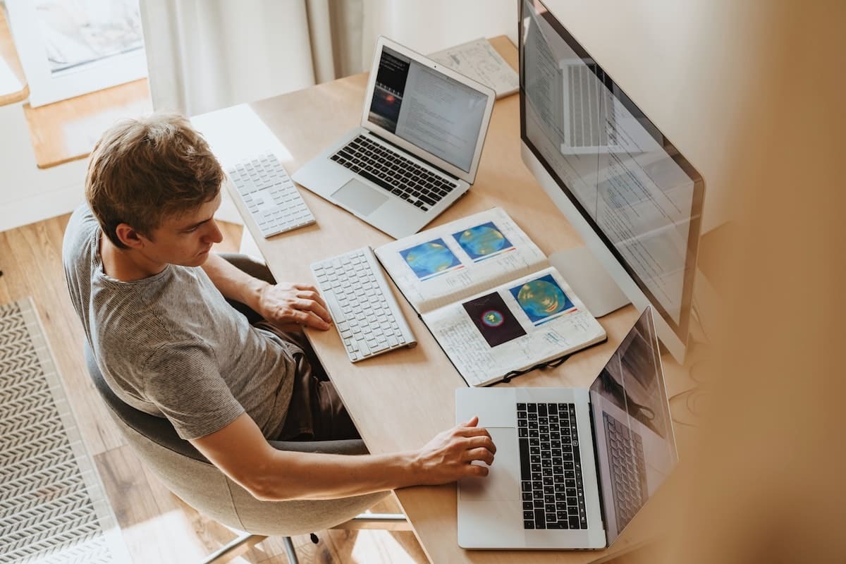 Man working on his computers