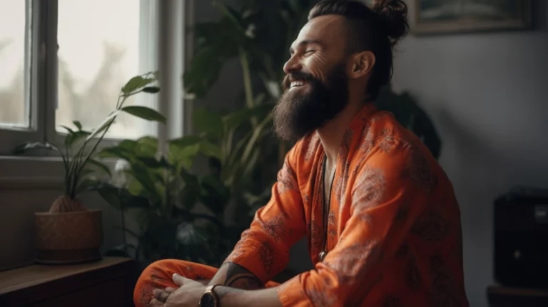 Man meditating to open his navel chakra