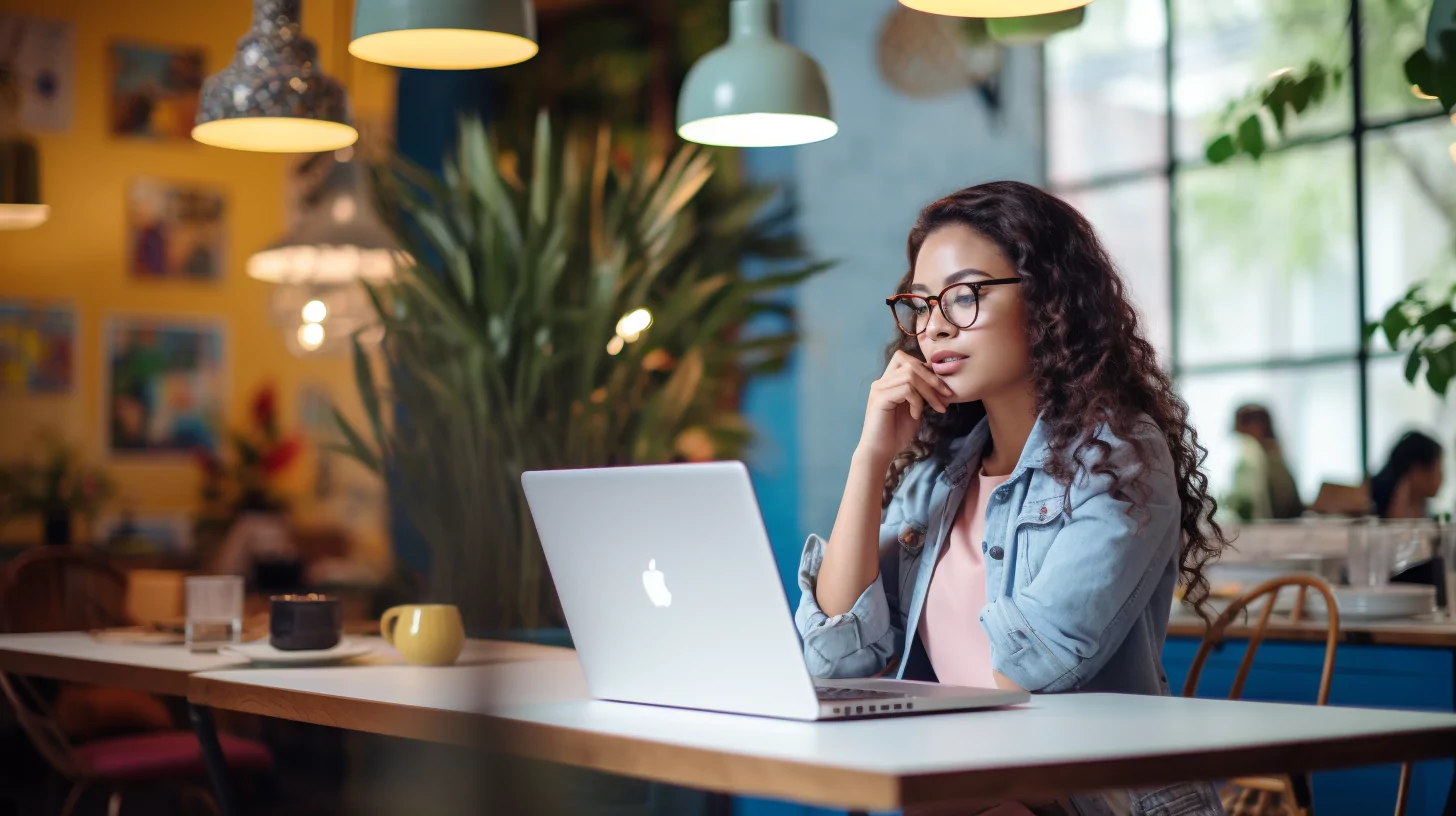 Woman working on a focus wheel on her laptop