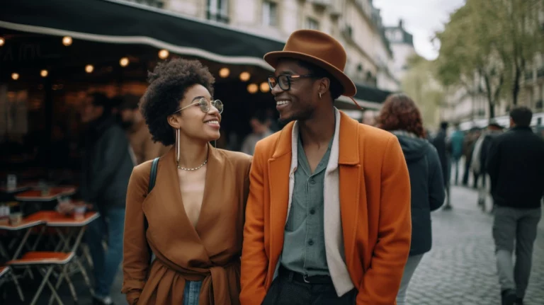 Couple walking on a date