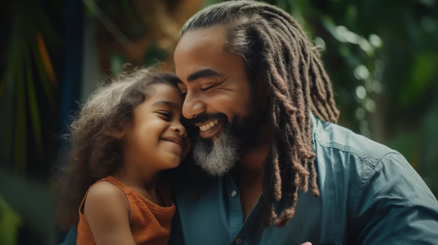 Man hugging his daughter as a part of his apology language