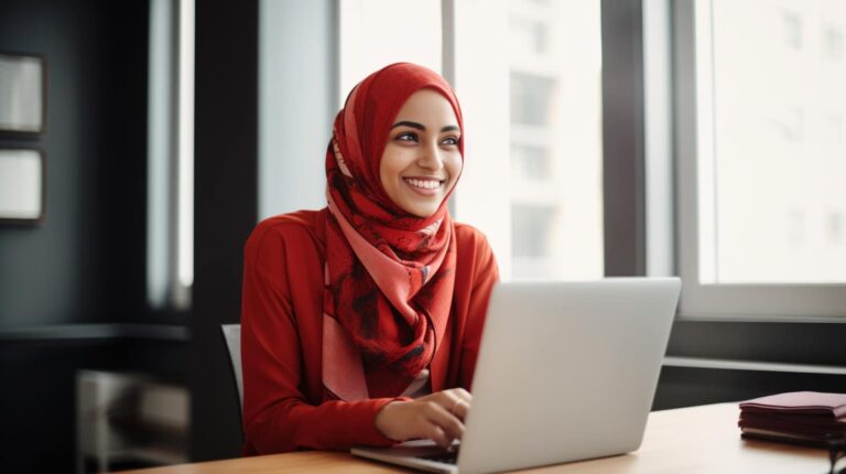 Woman with hard skills working on a laptop