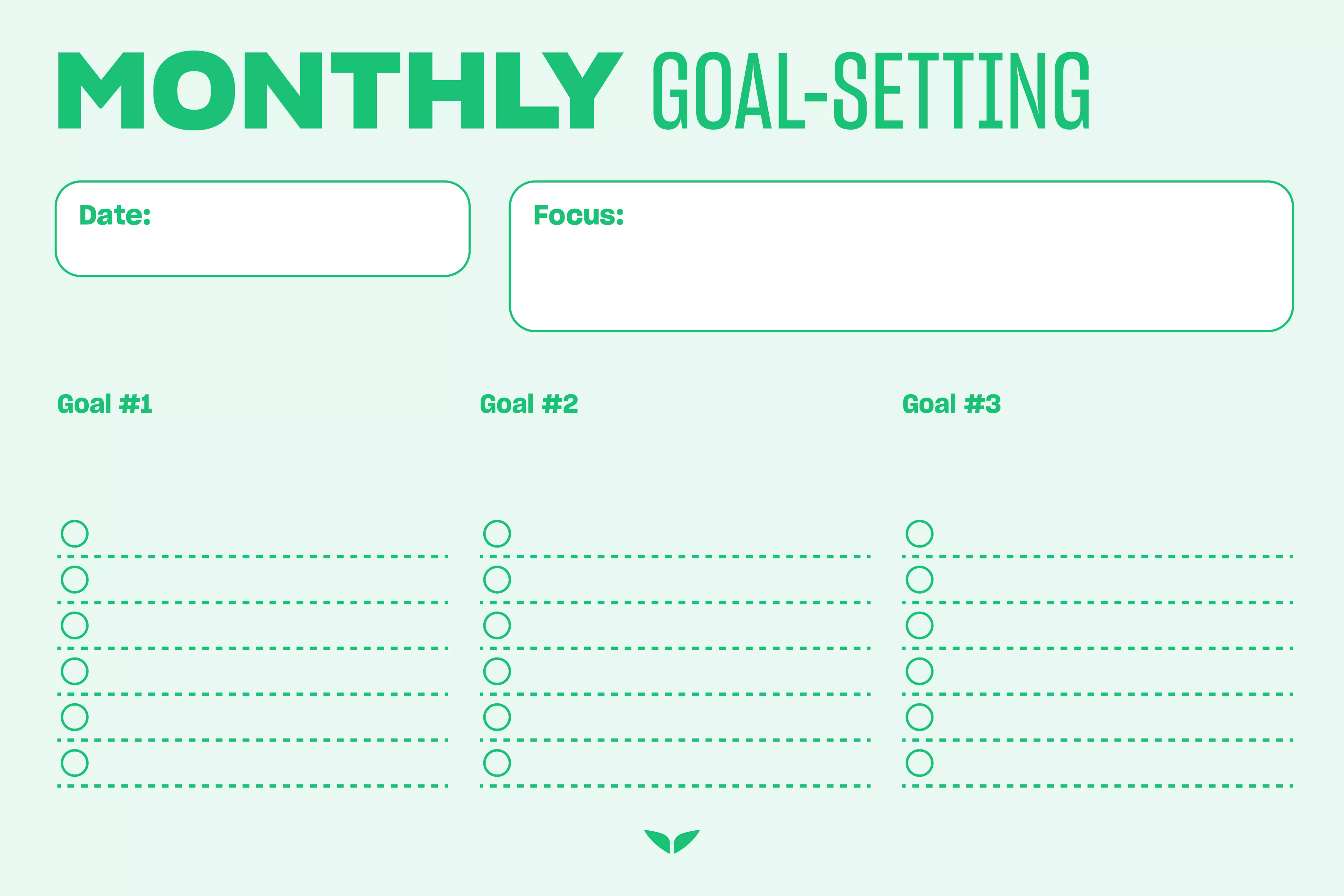 Goal-setting template for month