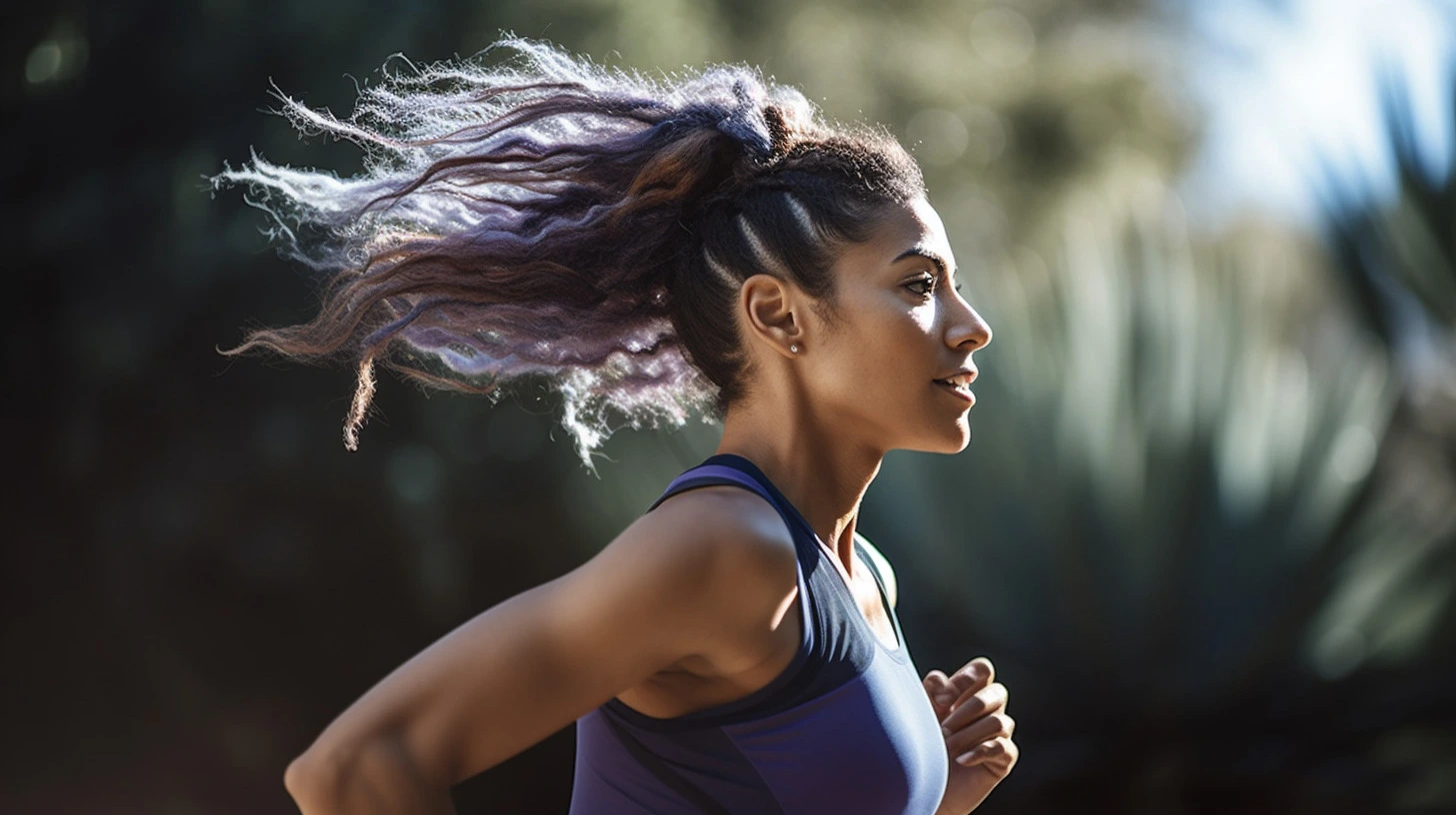 Woman running outdoors as part of her health goals