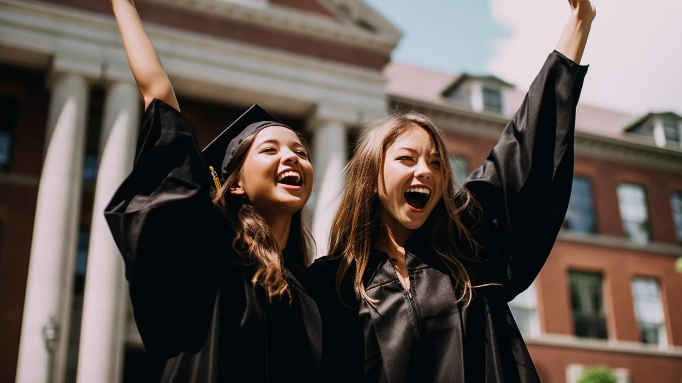 AI generated image of college graduates celebrating for life after college