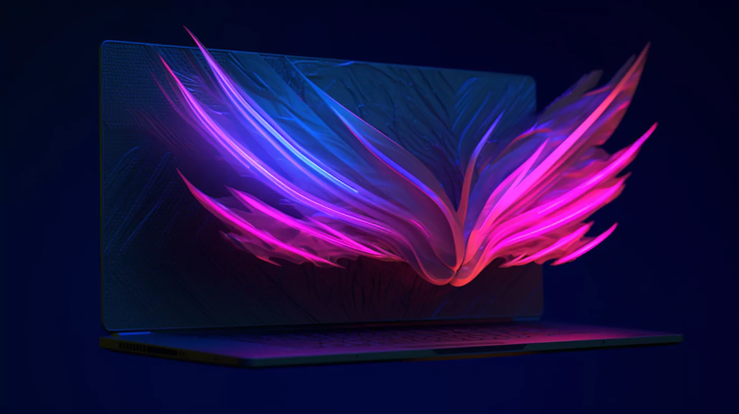 AI-generated image of wings on a laptop