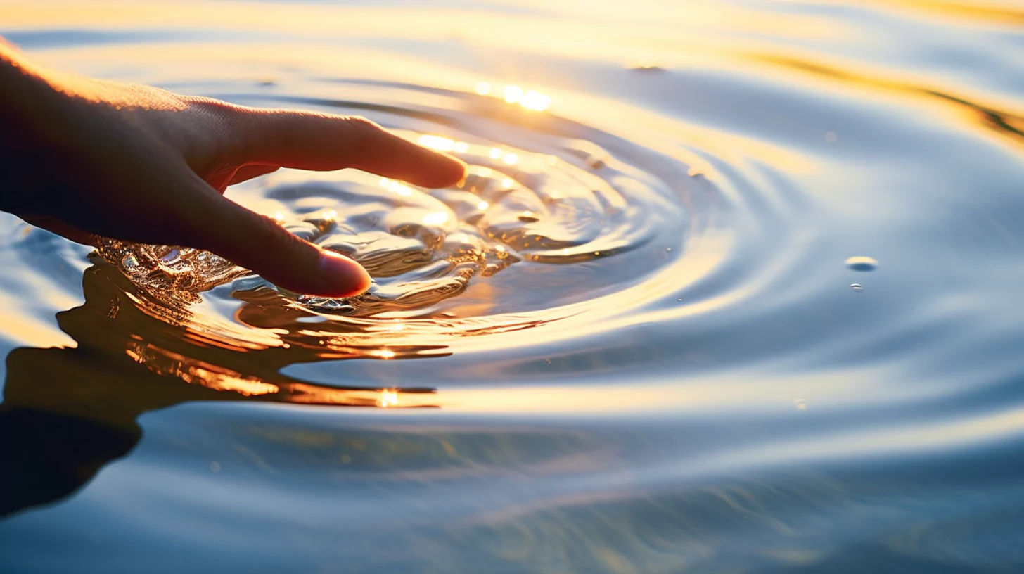 AI-generated image of a hand on rippled water to represent that everything is energy