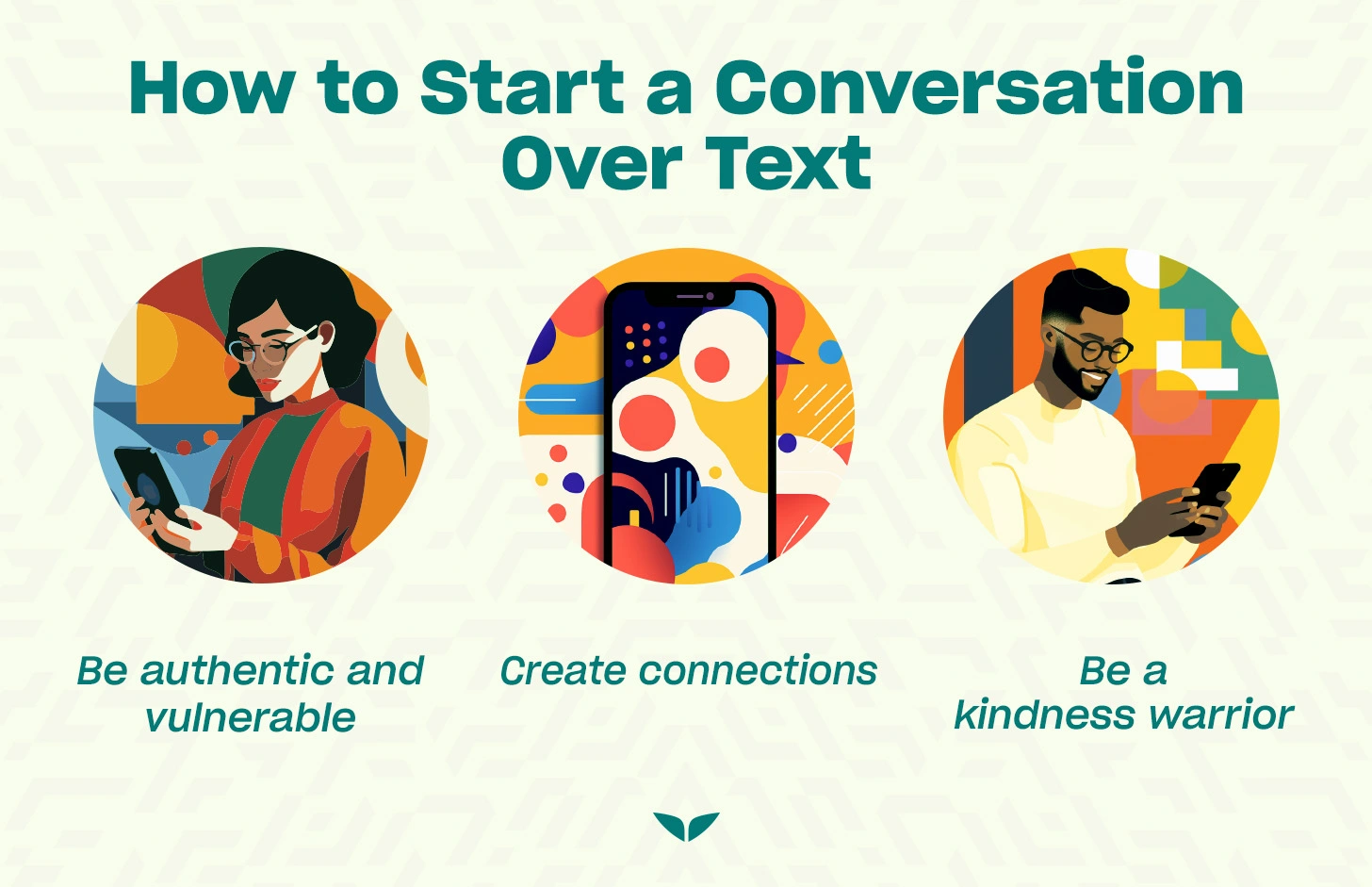 Graphics on how to start a conversation over text