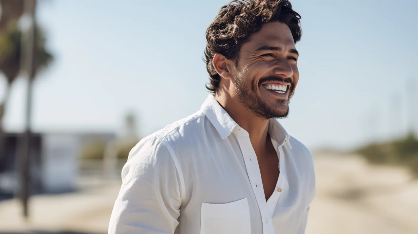 A happy man spending time outdoors