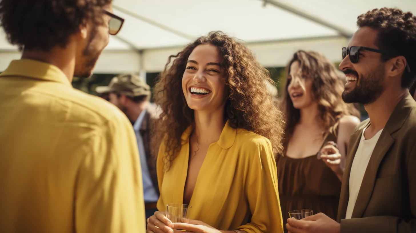 A woman mingling at an event