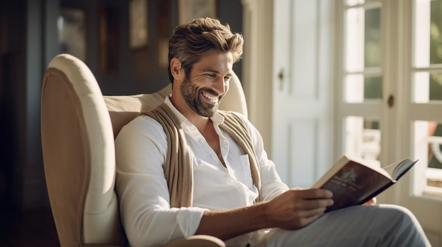 A man reading a book as an example of philosophical virtues