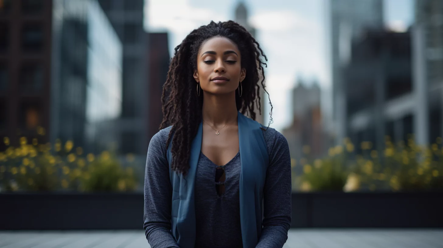 A woman meditating to open the third eye chakra