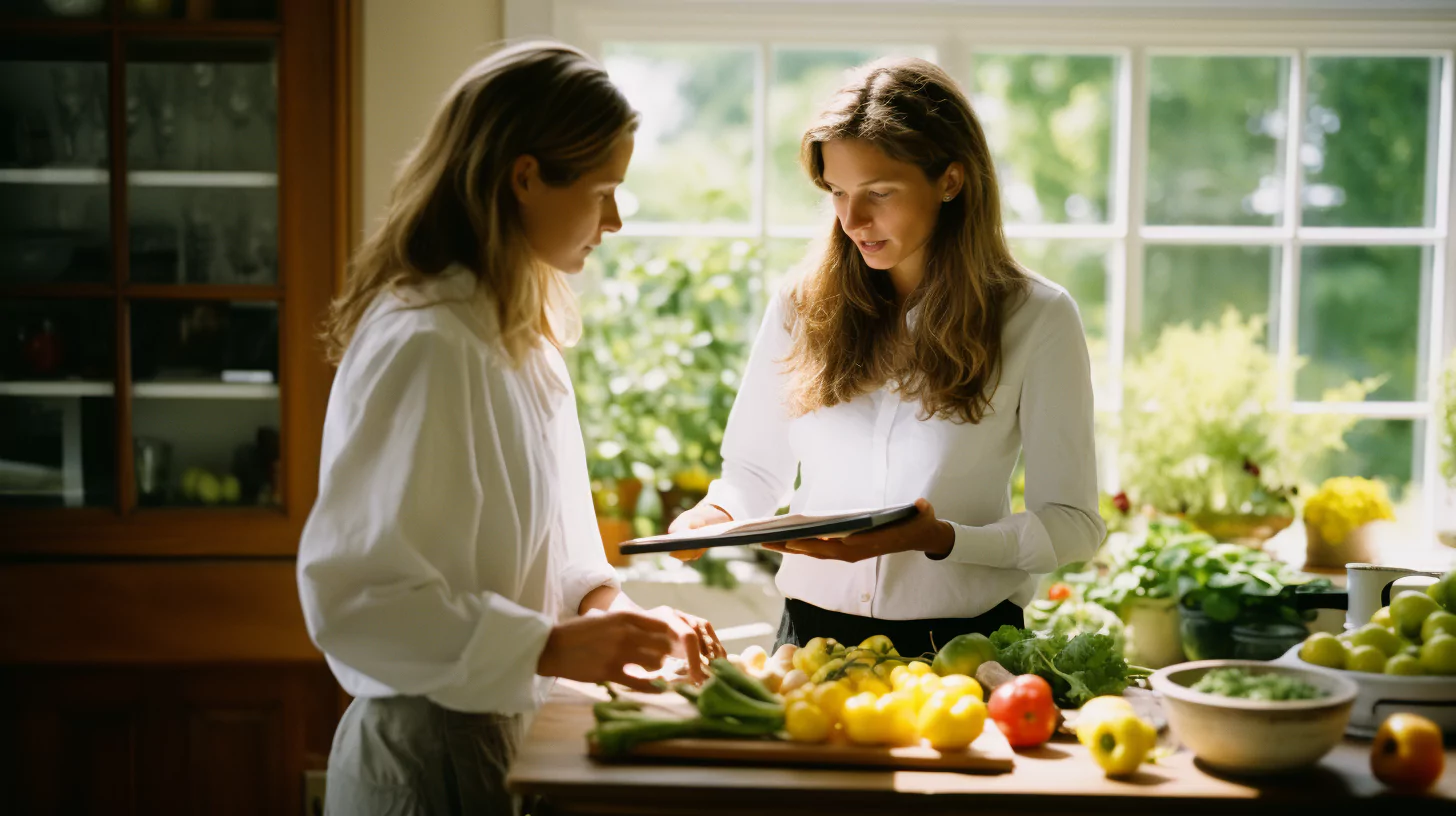 A nutrition coach talking to a client