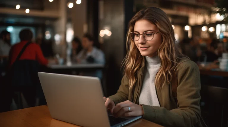 Female coach working on her laptop