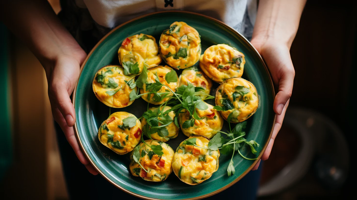 A plate of veggie egg bites for a gut-healthy breakfast