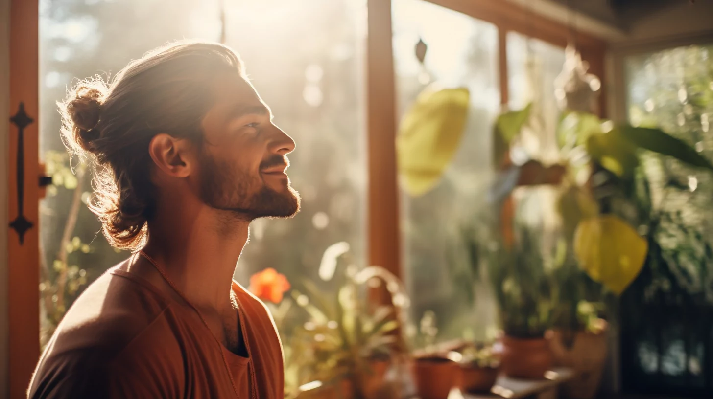 A man meditating to another level of consciousness