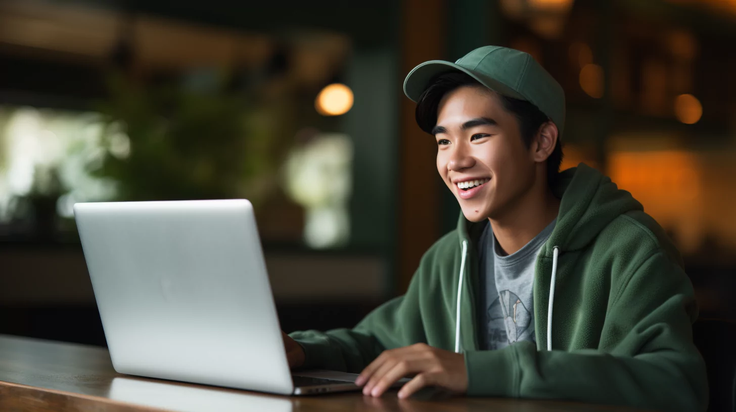 A teen using his laptop and learning how to focus on homework