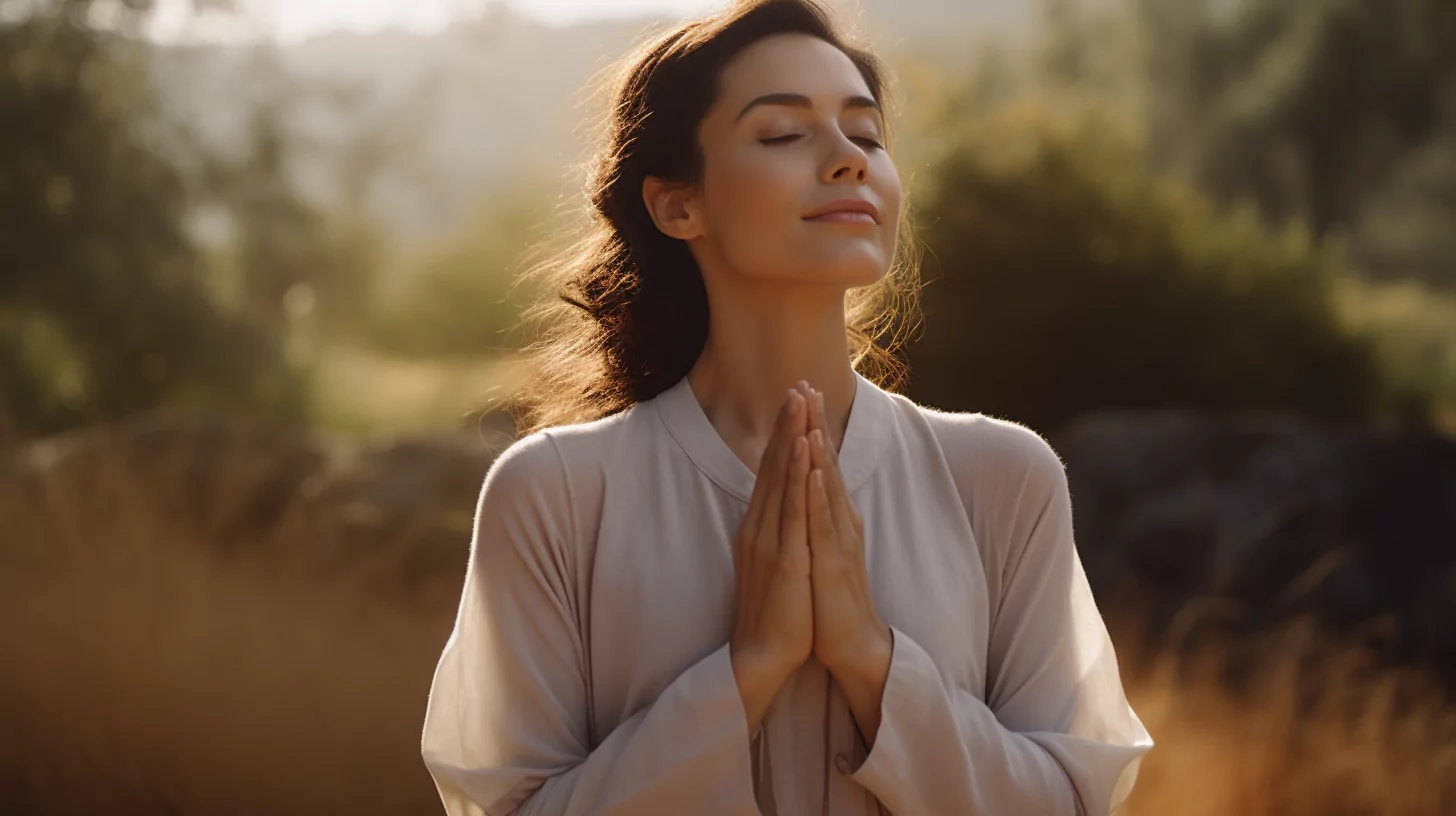 A woman meditating for ancestral healing