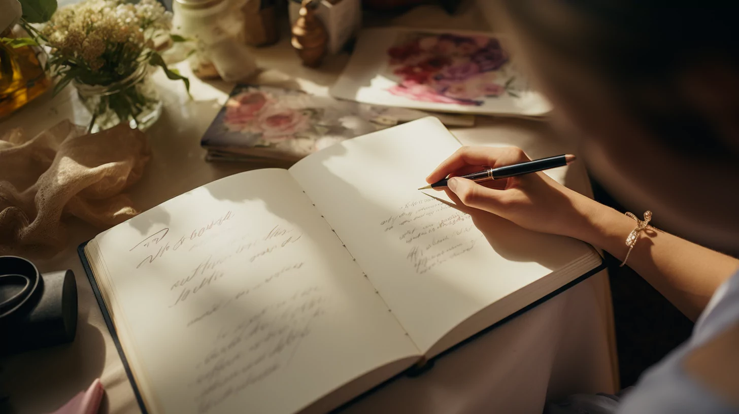 A woman writing in a notebook