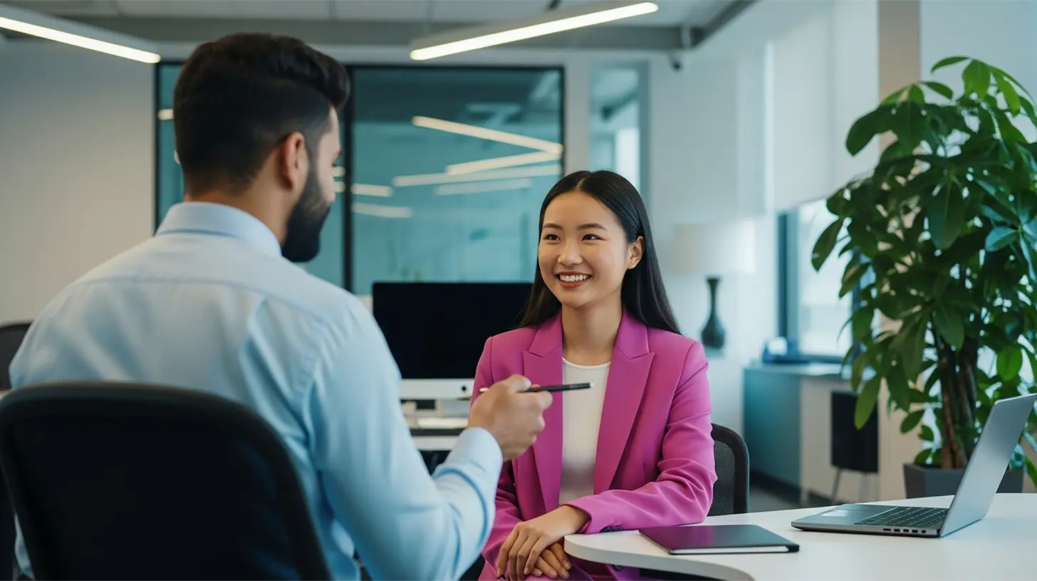 A coach using active listening skills with their coachee in an office