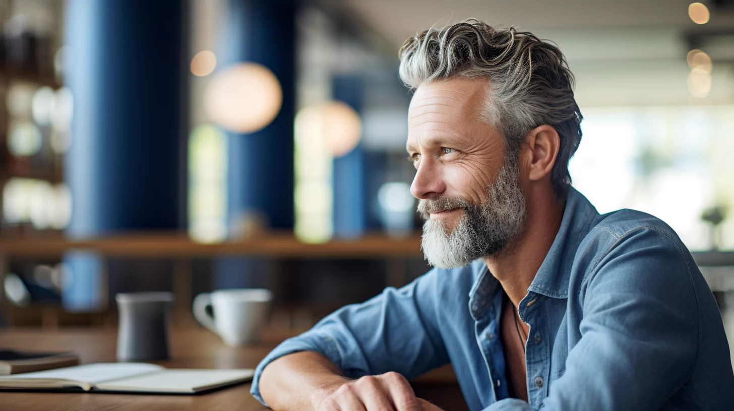 A man thinking with his gamma brain waves