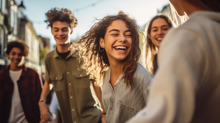 A group of the children from Generation Snowflake dancing with each other