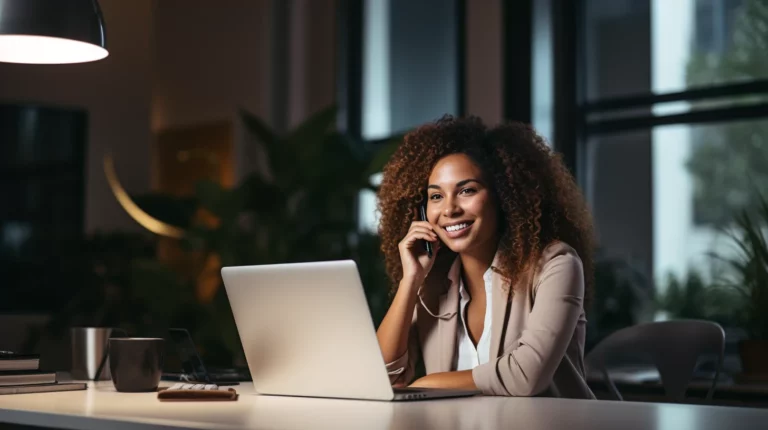 Young female coach on a call