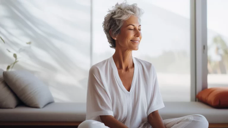 A woman meditating