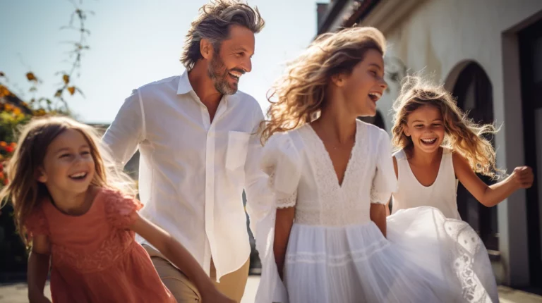 A family having fun together outdoors