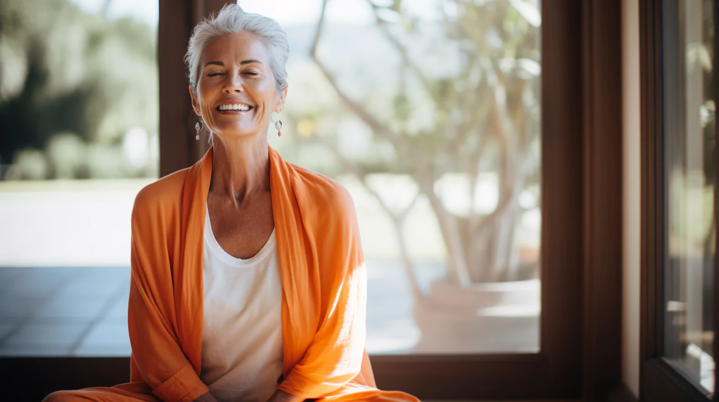 A woman meditating for throat chakra healing