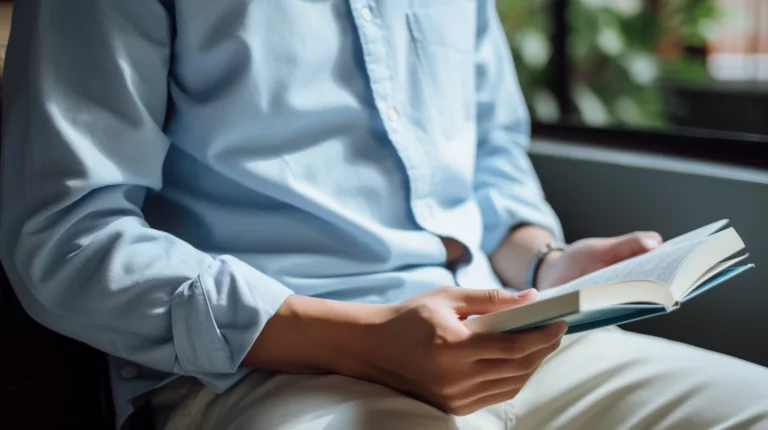 A man holding a book and learning how to read faster