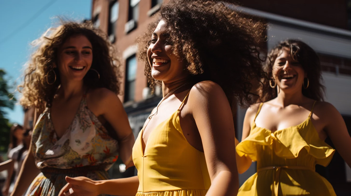 A group of girls having fun